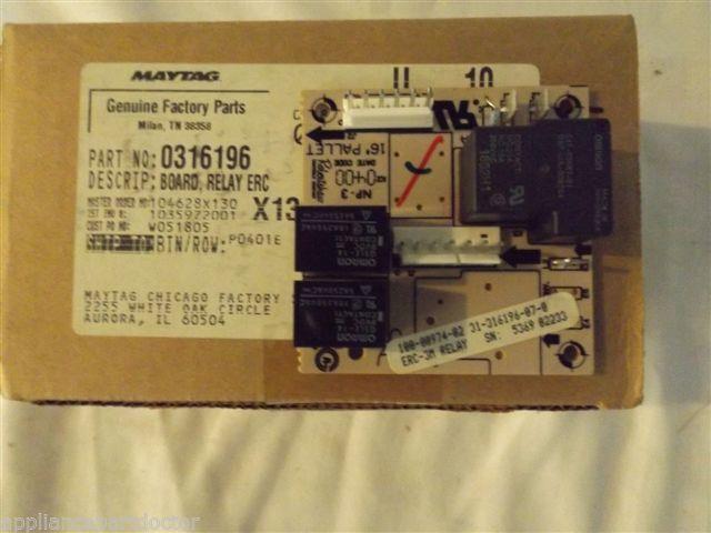AMANA/MAYTAG STOVE 0316196 Board, Relay Erc NEW IN BOX AMANA/MAYTAG STOVE 0316196 Board, Relay Erc NEW IN BOX